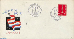 Netherlands 1955 Liberation 1v, FDC Without Address, First Day Cover - Storia Postale