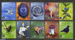 Isle Of Man 2023 Wildlife Trust 10v (2x [::::]), Mint NH, Nature - Animals (others & Mixed) - Birds - Flowers & Plants.. - Champignons