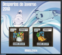 Guinea Bissau 2010 Bobsled S/s, Gold, Mint NH, Sport - (Bob) Sleigh Sports - Inverno