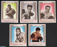 Manama 1969 Boxing 5v, Imperforated, Mint NH, Sport - Boxing - Boxing