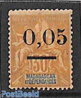 Madagascar 1902 0.05 On 30c, Wide 0, Stamp Out Of Set, Unused (hinged) - Other & Unclassified