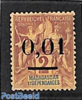 Madagascar 1902 0.01 On 2c, Wide 0, Stamp Out Of Set, Unused (hinged) - Otros & Sin Clasificación