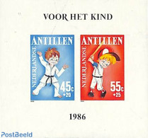 Netherlands Antilles 1986 Child Welfare S/s, Imperforated, Mint NH, Sport - Baseball - Judo - Béisbol