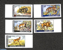 Dahomey 1969 Animals 5v, Imperforated, Mint NH, Nature - Animals (others & Mixed) - Cat Family - Monkeys - Other & Unclassified