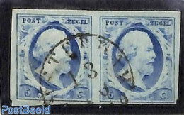 Netherlands 1852 5c, Pair, AMSTERDAM-C, Used Stamps - Gebruikt