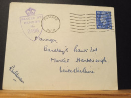 GB,  Passed By Censor 2496, Postage Paid Sans Bloc Dateur - Brieven En Documenten