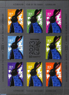 Azerbaijan 2023 Year Of The Rabbit 8v M/s, Mint NH, Nature - Various - Rabbits / Hares - New Year - Nieuwjaar