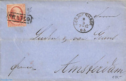 Netherlands 1865 Folding Cover From 's GRAVENHAGE To Amsterdam, Postal History - Cartas & Documentos