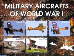 Gambia 2022 Military Aircrafts Of World War I 5v M/s, Mint NH, History - Transport - Aircraft & Aviation - World War I - Airplanes