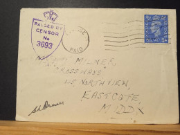 GB,  Passed By Censor 3693, Postage Paid Sans Bloc Dateur - Covers & Documents