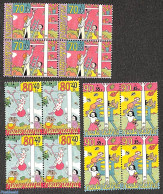 Netherlands 1994 Child Welfare 3v, Blocks Of 4 [+], Mint NH, Nature - Various - Dogs - Toys & Children's Games - Unused Stamps