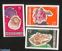 Ivory Coast 1972 Marine Life 3v, Imperforated, Mint NH, Nature - Shells & Crustaceans - Unused Stamps