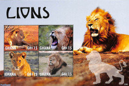 Ghana 2023 Lions 4v M/s, Mint NH, Nature - Cat Family - Otros & Sin Clasificación