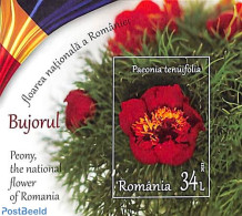 Romania 2023 Peony, National Flower S/s, Mint NH, Nature - Flowers & Plants - Nuevos