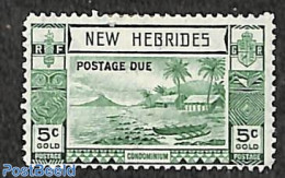 New Hebrides 1938 5c, Postage Due, Stamp Out Of Set, Unused (hinged), Transport - Ships And Boats - Other & Unclassified