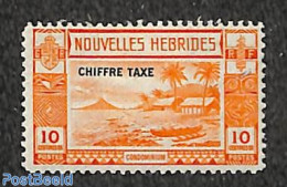 New Hebrides 1938 10c, Postage Due, Stamp Out Of Set, Unused (hinged), Transport - Ships And Boats - Autres & Non Classés