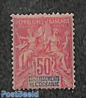 French Oceania 1892 50c, Stamp Out Of Set, Unused (hinged) - Autres & Non Classés