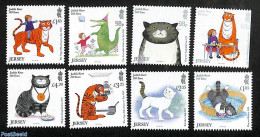 Jersey 2023 Judith Kerr 8v, Mint NH, Nature - Cat Family - Cats - Art - Children's Books Illustrations - Jersey