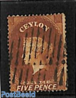 Sri Lanka (Ceylon) 1861 5d, WM Star, Used, Used Stamps - Sri Lanka (Ceilán) (1948-...)