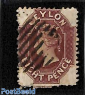 Sri Lanka (Ceylon) 1863 8d, WM Crown-CC, Used, Used Stamps - Sri Lanka (Ceylon) (1948-...)