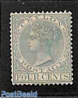 Sri Lanka (Ceylon) 1872 4c Grey, Stamp Out Of Set, Unused (hinged) - Sri Lanka (Ceilán) (1948-...)