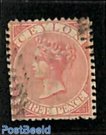 Sri Lanka (Ceylon) 1866 3d, Perf. 12.5, Used, Used Stamps - Sri Lanka (Ceylon) (1948-...)
