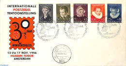 Netherlands 1956 Child Welfare 5v, FDC, Int. Postzegeltentoonstelling, First Day Cover - Storia Postale