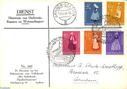 Netherlands 1958 Costumes 5v FDC With Special Cancellation OPENLUCHTMUSEUM ARNHEM, First Day Cover, Various - Costumes - Brieven En Documenten