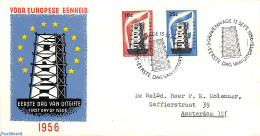 Netherlands 1956 Europa 2v, FDC, Typed Address, Open Flap, First Day Cover, History - Europa (cept) - Lettres & Documents