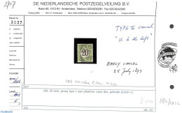 Netherlands Antilles 1893 20c, Postage Due, Plate Flaw 'open Inner Border' Used 25/07/1893, Used Or CTO - Other & Unclassified
