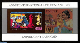Central Africa 1979  Year Of The Child S/s Imperforated, Gold, Mint NH, History - Sport - Various - Unicef - Chess - Y.. - Scacchi