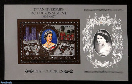 Comoros 1977 Elizabeth Coronation S/s, Gold, Mint NH, History - Kings & Queens (Royalty) - Case Reali