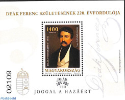 Hungary 2023 Ferenc Deák S/s With Black Number, Mint NH, History - Politicians - Unused Stamps