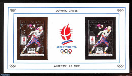 Guyana 1992 Olympic Winter Games M/s Imperforated, Gold, Mint NH, Sport - Transport - Olympic Winter Games - Skiing - .. - Ski