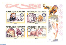 Guinea, Republic 2001 Rotary 4v M/s, Imperforated, Mint NH, Nature - Various - Cat Family - Rotary - Rotary, Lions Club