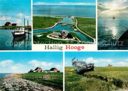 73241321 Hallig Hooge Fliegeraufnahme Gekentertes Fischerboot Reethaeuser Hallig - Autres & Non Classés