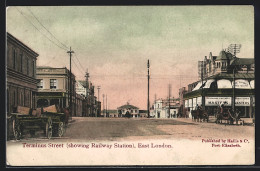 CPA East London, Terminus Street Showing Railway Station  - Südafrika