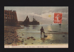 CPA - 62 - Boulogne-sur-Mer - Les Deux Jetées - Effet De Nuit - Animée - Colorisée - Circulée En 1915 - Boulogne Sur Mer