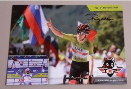 Autographe Tadej Pogacar Toue Of Slovenia 2021 Format A5 - Cyclisme