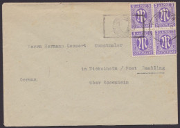 MiNr 1, 4er-Block, Bedarfsbrief "München", Stempelfehler 4.2.45 - Lettres & Documents