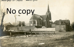 CARTE PHOTO ALLEMANDE - QUARTIER DE L'EGLISE DE MONTIGNY LE FRANC PRES DE MONTCORNET AISNE - GUERRE 1914 1918 - War 1914-18