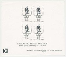 ALBERTVILLE 1992 XVI° Jeux Olympiques D'Hiver épreuve Du Timbre Annonce - Prove Di Lusso