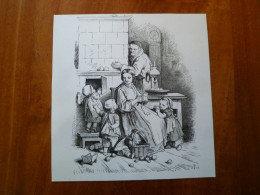 Oscar Ou Oskar Pletsch (1830-1888) Illustrateur Dessin Sur Carte 13x14cm Illustrant L'alphabet : S Comme Saison - Andere & Zonder Classificatie