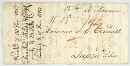 1772 Nantes Pour Leipzig Allemagne Deucher Riedy & Co. Commerce Avec L'Inde Martinique St Domingue - 1701-1800: Vorläufer XVIII