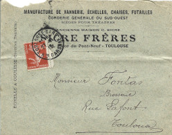 24 --- Lettre 31 TOULOUSE Sicre Frères Manufacture De Vannerie, échelles, Chaises, Futailles, Sièges Pour Théâtre - 1900 – 1949