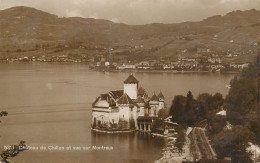 Switzerland Postcard Chateau De Chillon Et Vue Sur Montreaux - Andere & Zonder Classificatie