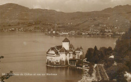 Switzerland Postcard Chateau De Chillon Et Vue Sur Montreaux - Altri & Non Classificati