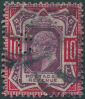 Great Britain 1902 SG256 10d Purple And Scarlet KEVII Perfin FU - Zonder Classificatie