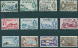 Gibraltar 1953 SG145-156 QEII Scenes Set Of 12 To 5/- MLH - Gibilterra