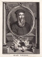 Jean Wiclef - John Wycliffe (c. 1330-1384) English Philosopher Bible Translator Portrait - Stiche & Gravuren